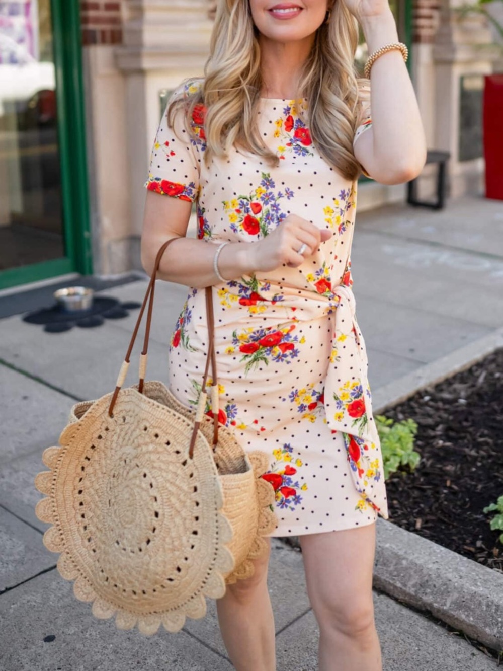 Sezane Cream short Pippa Dress with Red Floral Print NWT - Picture 6 of 15